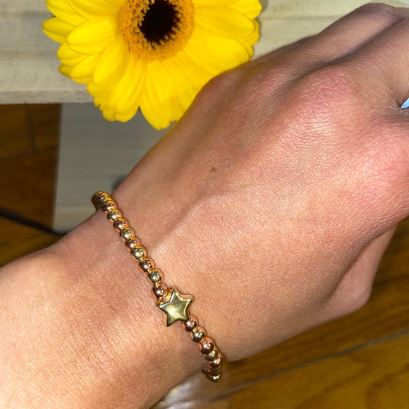 Handmade Star Rose Gold & Gold Bead Bracelet - Picture 3 of 5